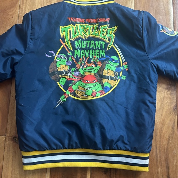 Navy Quilted Bomber Jacket with Yellow Trim - Picture 4 of 6